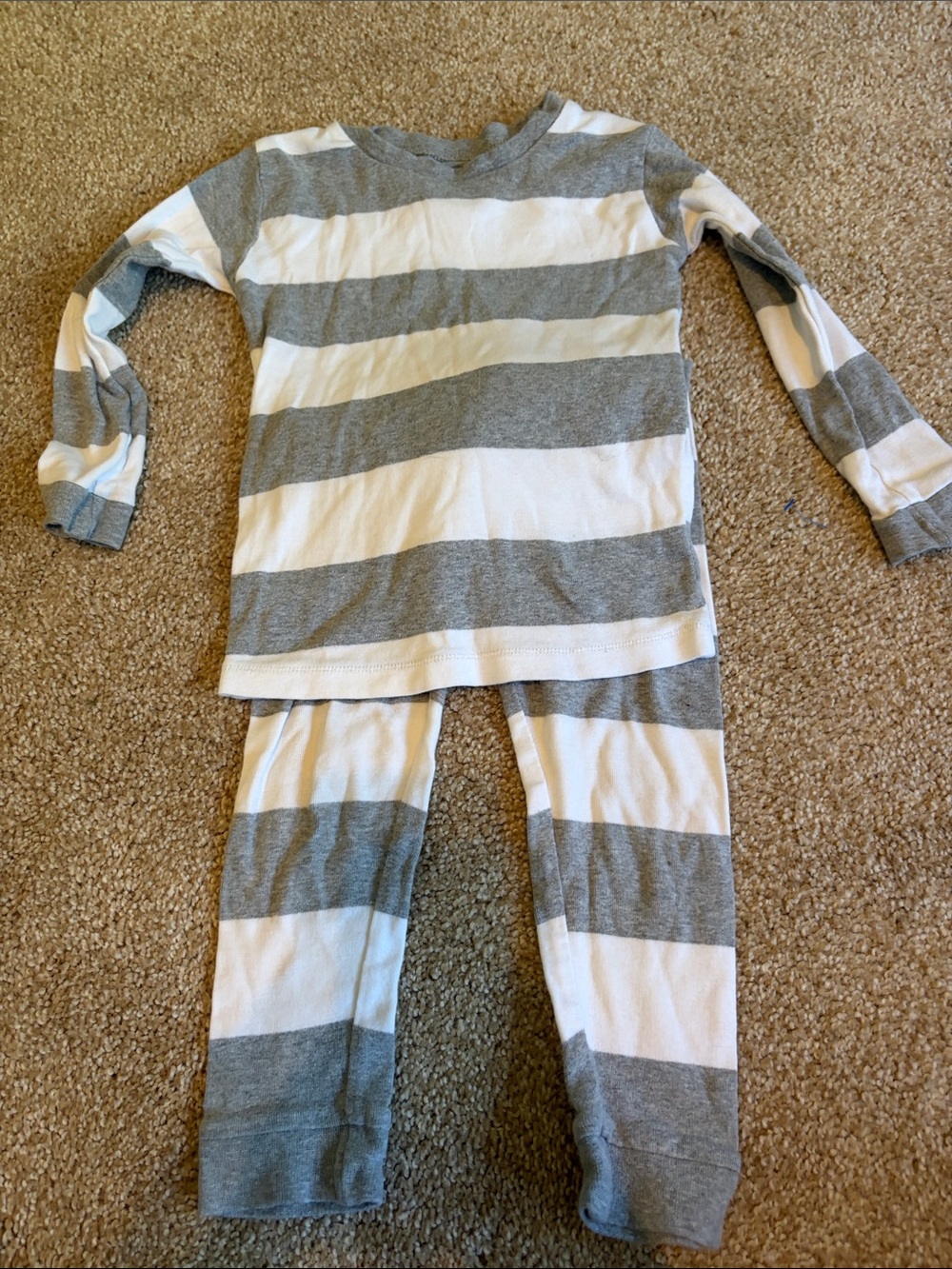 Burt’s Bees Kids Striped Long Sleeve Pajama Set - Gray & White